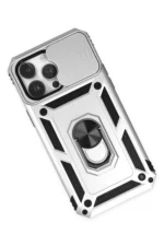 Uray store Apple iPhone 14 Pro Max Kılıf Pars Lens Yüzüklü Silikon - Gümüş - Görsel 3