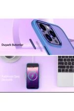 Uray store Apple iPhone 14 Pro Max Kılıf Power Silikon - Rose - Görsel 4