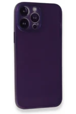 Uray store Apple iPhone 14 Pro Max Kılıf PP Ultra İnce Kapak - Mor - Görsel 3