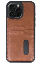Uray store Apple iPhone 14 Pro Max Kılıf Sara Kartvizitli Deri Kılıf - Taba - Görsel 2