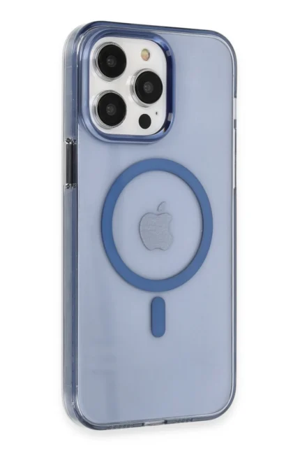 Uray store Apple iPhone 14 Pro Max Kılıf Tron Şeffaf Magsafe Kapak - Mavi