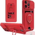 Uray store Apple iPhone 14 Pro Max Kılıf Zuma Kartvizitli Yüzüklü Silikon - Kırmızı