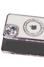 Uray store Apple iPhone 15 Kılıf Joke Simli Magneticsafe Kılıf - Derin Mor - Görsel 2