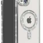 Uray store Apple iPhone 15 Kılıf Joke Simli Magneticsafe Kılıf - Gümüş