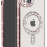 Uray store Apple iPhone 15 Kılıf Joke Simli Magneticsafe Kılıf - Pembe