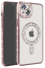 Uray store Apple iPhone 15 Kılıf Joke Simli Magneticsafe Kılıf - Pembe
