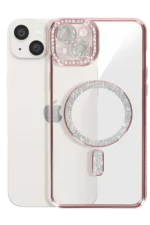 Uray store Apple iPhone 15 Kılıf Joke Simli Magneticsafe Kılıf - Pembe - Görsel 3