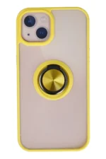 Uray store Apple iPhone 15 Kılıf Montreal Yüzüklü Silikon Kapak - Sarı