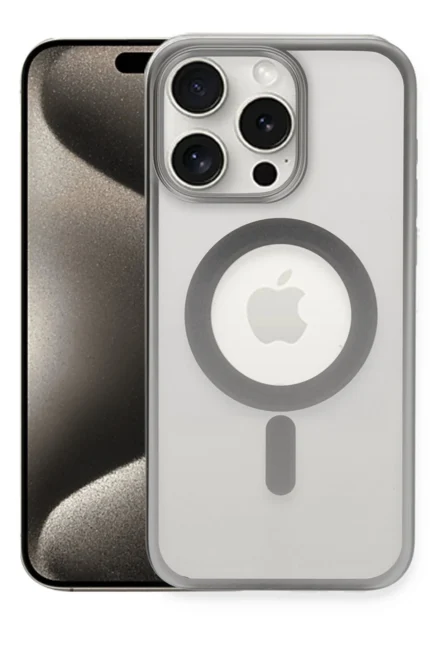 Uray store Apple iPhone 15 Pro Kılıf Erozi Magsafe Kapak - Gümüş
