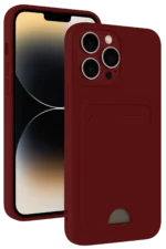 Uray store Apple iPhone 15 Pro Max Kılıf Kelvin Kartvizitli Silikon - Bordo