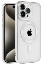Uray store Apple iPhone 15 Pro Max Kılıf Kronos Magsafe Kapak - Gümüş