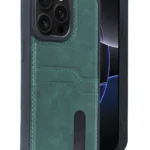 Uray store Apple iPhone 15 Pro Max Kılıf Sara Kartvizitli Deri Kılıf - Koyu Yeşil
