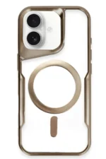Uray store Apple iPhone 16 Kılıf Boyi Magsafe Silikon Kapak - Kahverengi