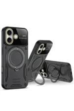 Uray store Apple iPhone 16 Kılıf Joy Lens Standlı Kapak - Kırmızı - Görsel 2