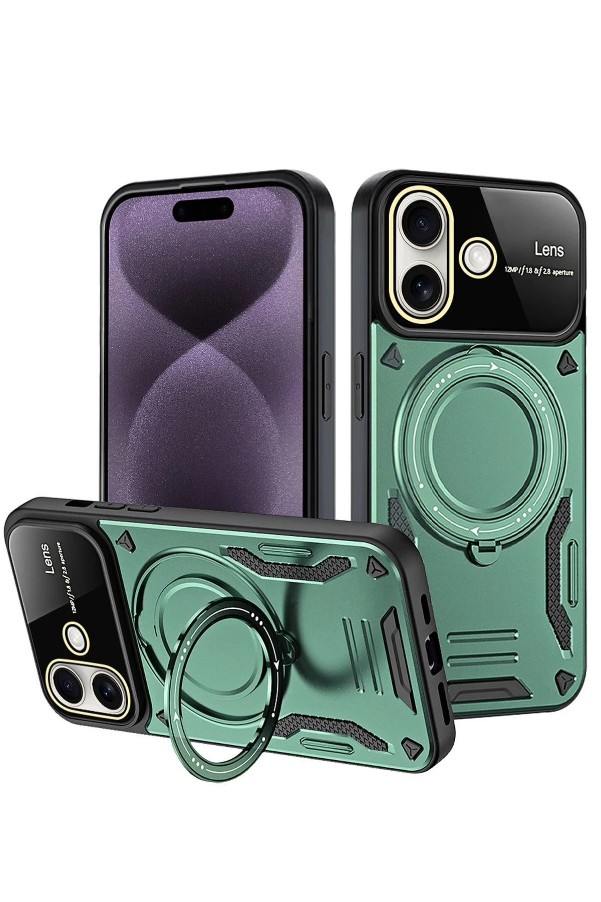newface-iphone-16-kilif-joy-lens-standli-kapak-koyu-yesil-default Uray store Apple iPhone 16 Kılıf Joy Lens Standlı Kapak - Koyu Yeşil - Görsel 1