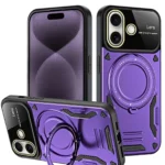 Uray store Apple iPhone 16 Kılıf Joy Lens Standlı Kapak - Mor