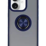 Uray store Apple iPhone 16 Kılıf Montreal Yüzüklü Silikon Kapak - Lacivert