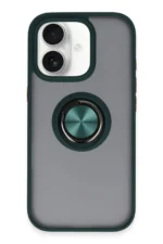 Uray store Apple iPhone 16 Kılıf Montreal Yüzüklü Silikon Kapak - Yeşil