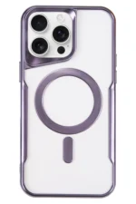 Uray store Apple iPhone 16 Pro Kılıf Boyi Magsafe Silikon Kapak - Derin Mor