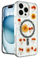 Uray store Apple iPhone 16 Pro Kılıf Daisy Simli Magsafe Kapak - Siyah