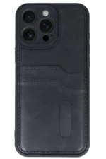 Uray store Apple iPhone 16 Pro Kılıf Sara Kartvizitli Deri Kılıf - Siyah - Görsel 2