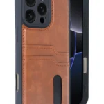 Uray store Apple iPhone 16 Pro Kılıf Sara Kartvizitli Deri Kılıf - Taba