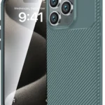 Uray store Apple iPhone 16 Pro Max Kılıf Auto Focus Karbon Kapak - Koyu Yeşil