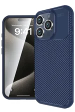 Uray store Apple iPhone 16 Pro Max Kılıf Auto Focus Karbon Kapak - Lacivert