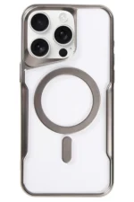 Uray store Apple iPhone 16 Pro Max Kılıf Boyi Magsafe Silikon Kapak - Titan Gri