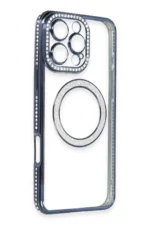 Uray store Apple iPhone 16 Pro Max Kılıf Joke Simli Magneticsafe Kılıf - Lacivert - Görsel 2