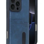 Uray store Apple iPhone 16 Pro Max Kılıf Sara Kartvizitli Deri Kılıf - Lacivert