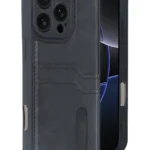 Uray store Apple iPhone 16 Pro Max Kılıf Sara Kartvizitli Deri Kılıf - Siyah