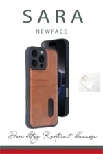 Uray store Apple iPhone 16 Pro Max Kılıf Sara Kartvizitli Deri Kılıf - Siyah - Görsel 3
