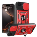 Uray store Apple iPhone 16E Kılıf Pars Lens Yüzüklü Silikon - Kırmızı