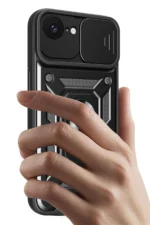 Uray store Apple iPhone 16E Kılıf Pars Lens Yüzüklü Silikon - Kırmızı - Görsel 3