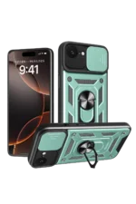 Uray store Apple iPhone 16E Kılıf Pars Lens Yüzüklü Silikon - Yeşil