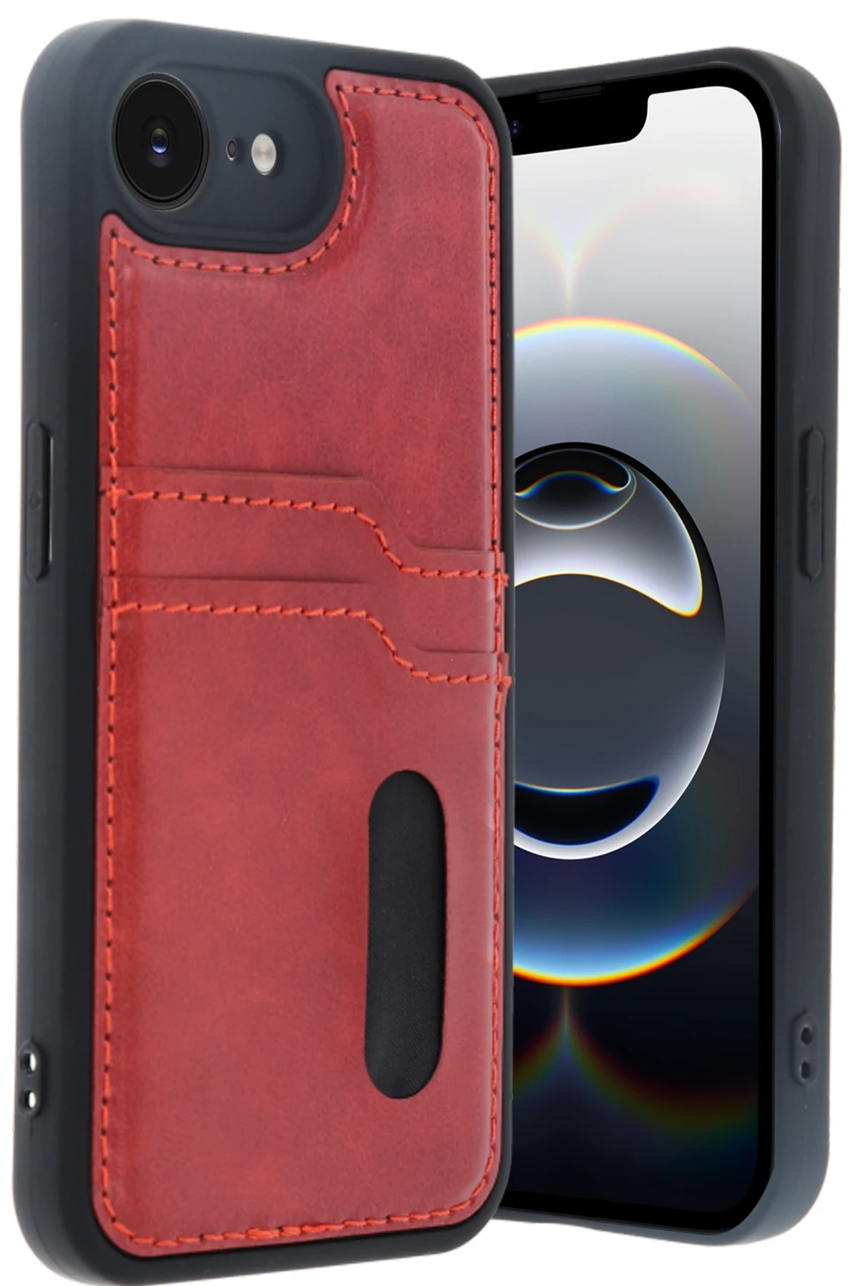 newface-iphone-16e-kilif-sara-kartvizitli-deri-kilif-kirmizi-default Uray store Apple iPhone 16E Kılıf Sara Kartvizitli Deri Kılıf - Kırmızı - Görsel 1