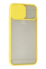Uray store Apple iPhone 6 Plus Kılıf Palm Buzlu Kamera Sürgülü Silikon - Sarı - Görsel 3