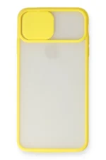 Uray store Apple iPhone X Kılıf Palm Buzlu Kamera Sürgülü Silikon - Sarı - Görsel 2