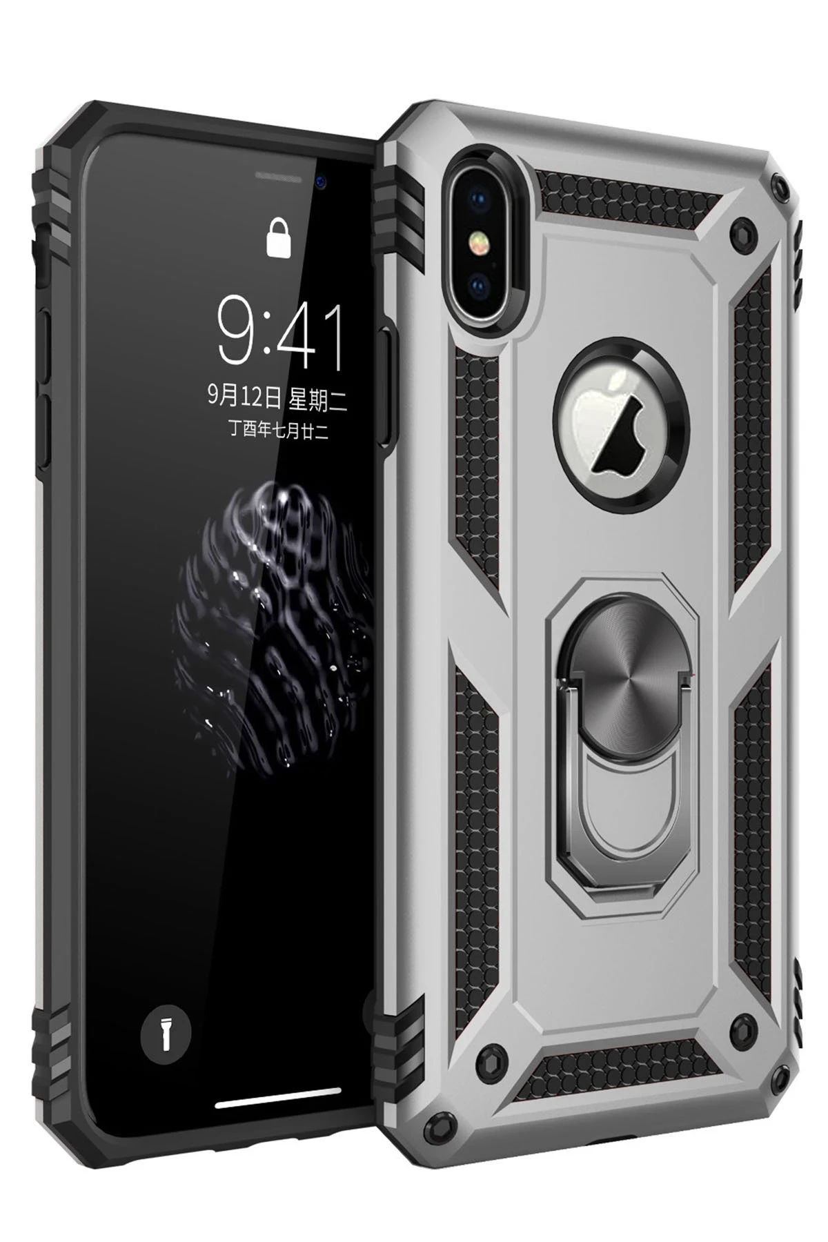 newface-iphone-x-kilif-sofya-yuzuklu-silikon-kapak-gumus-default Uray store Apple iPhone X Kılıf Sofya Yüzüklü Silikon Kapak - Gümüş - Görsel 1