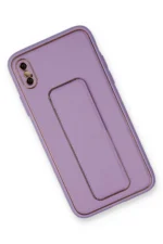 Uray store Apple iPhone XS Max Kılıf Coco Deri Standlı Kapak - Koyu Lila - Görsel 2