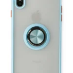 Uray store Apple iPhone XS Max Kılıf Montreal Yüzüklü Silikon Kapak - Buz Mavi