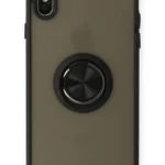 Uray store Apple iPhone XS Max Kılıf Montreal Yüzüklü Silikon Kapak - Siyah