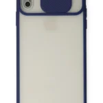 Uray store Apple iPhone XS Max Kılıf Palm Buzlu Kamera Sürgülü Silikon - Lacivert