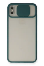Uray store Apple iPhone XS Max Kılıf Palm Buzlu Kamera Sürgülü Silikon - Yeşil