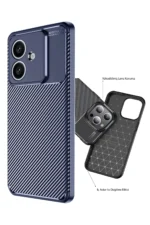 Uray store Oppo A3 Kılıf Auto Focus Karbon Kapak - Lacivert - Görsel 3