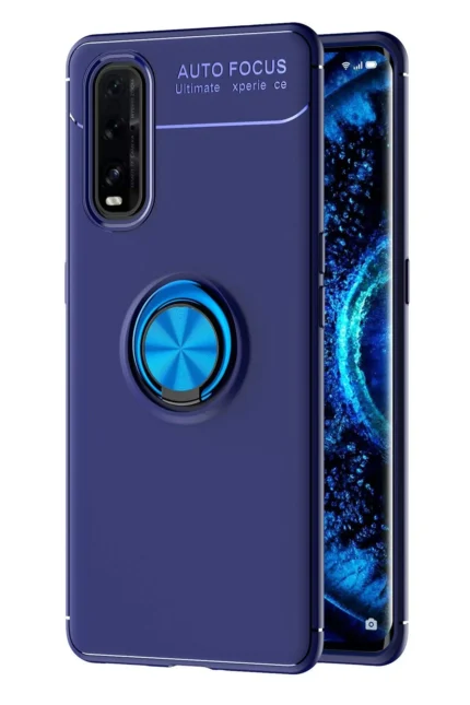 Uray store Oppo Find X2 Kılıf Range Yüzüklü Silikon - Mavi
