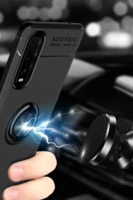 Uray store Oppo Find X2 Kılıf Range Yüzüklü Silikon - Siyah - Görsel 3
