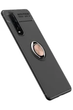 Uray store Oppo Find X2 Kılıf Range Yüzüklü Silikon - Siyah-Gold - Görsel 2