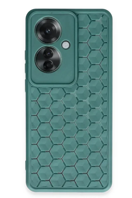 Uray store Oppo Reno 11F Kılıf Petek Silikon Kapak - Koyu Yeşil